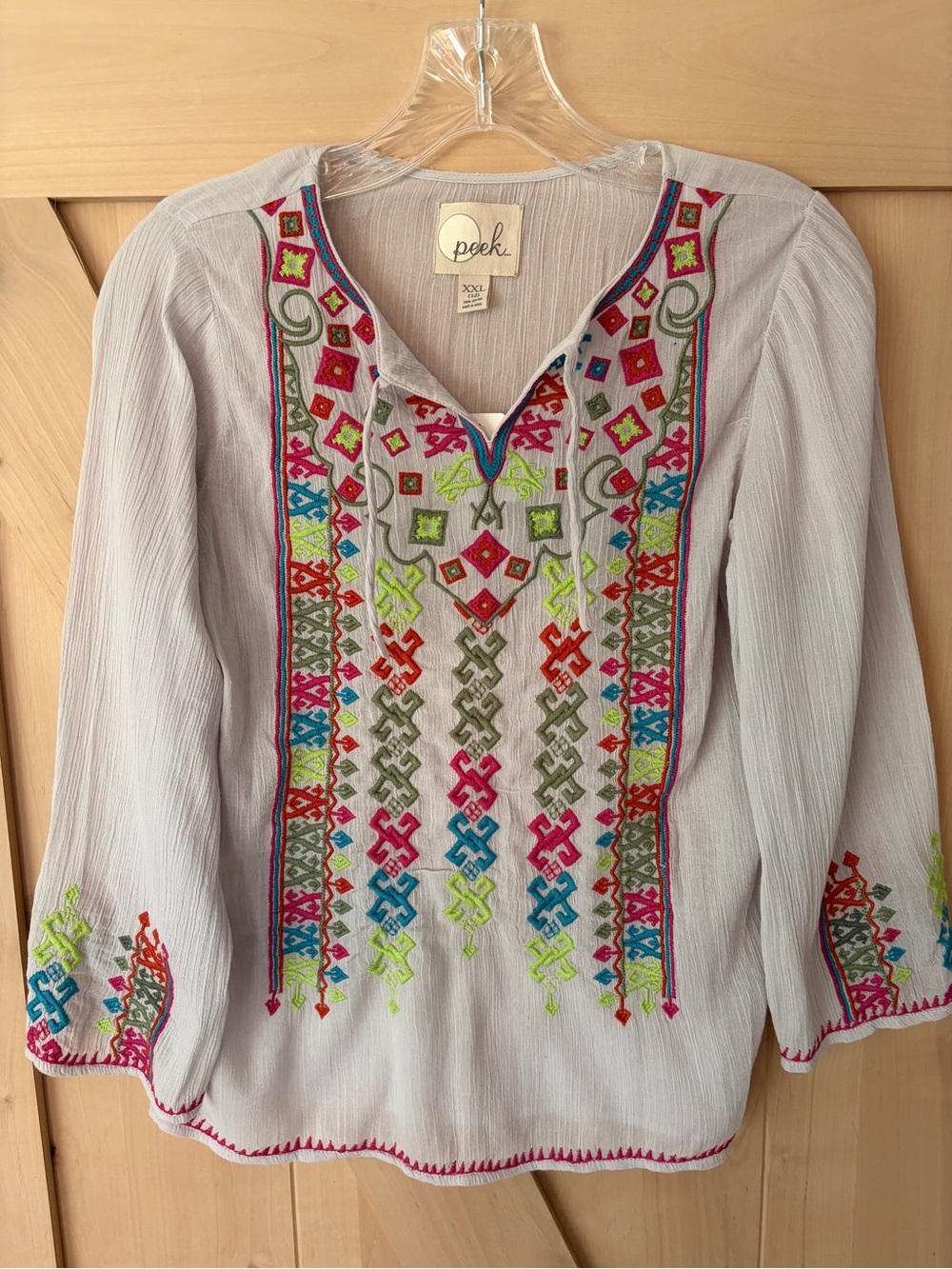 NWT Peek Girl’s Embroidered V-Neck Boho Top - Picture 1 of 6
